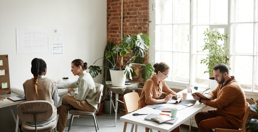 Workers in a coworking space