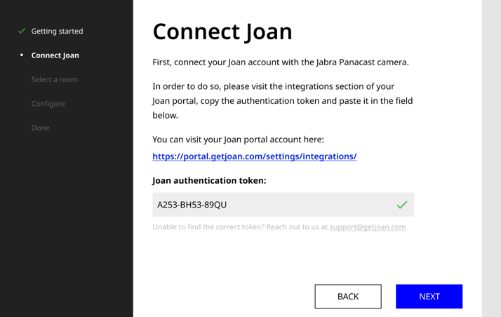 Add Joan authentication token